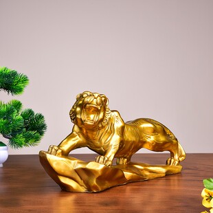 纯铜大老虎摆件上山虎生肖虎虎啸山林招财M老虎桌面装饰品 办公室
