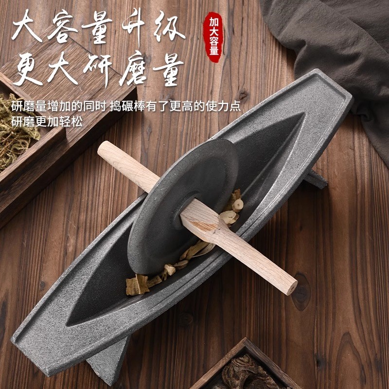 药捻子中药研磨器粉碎碾药船家用中药碾子船型药生铁铸铁碾槽家用