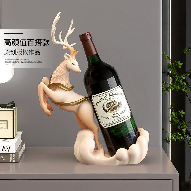 新中式麋鹿红酒架摆件客厅玄关酒柜装饰品餐桌酒托葡萄酒架餐边柜