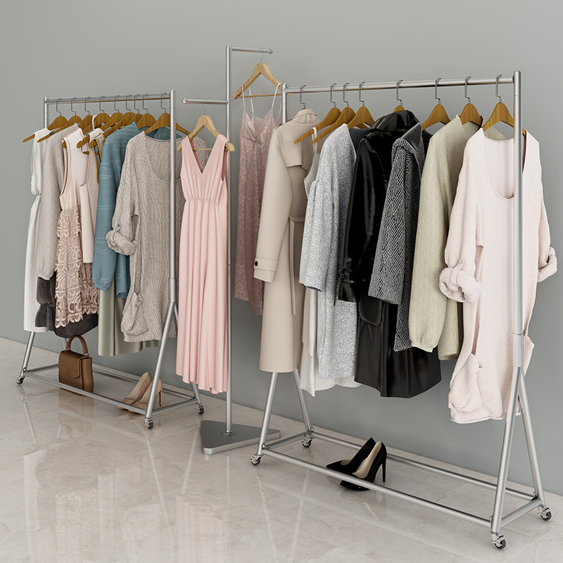 北欧铁艺服装架男女服装店展示架挂衣架子三角正挂落地式衣服货架
