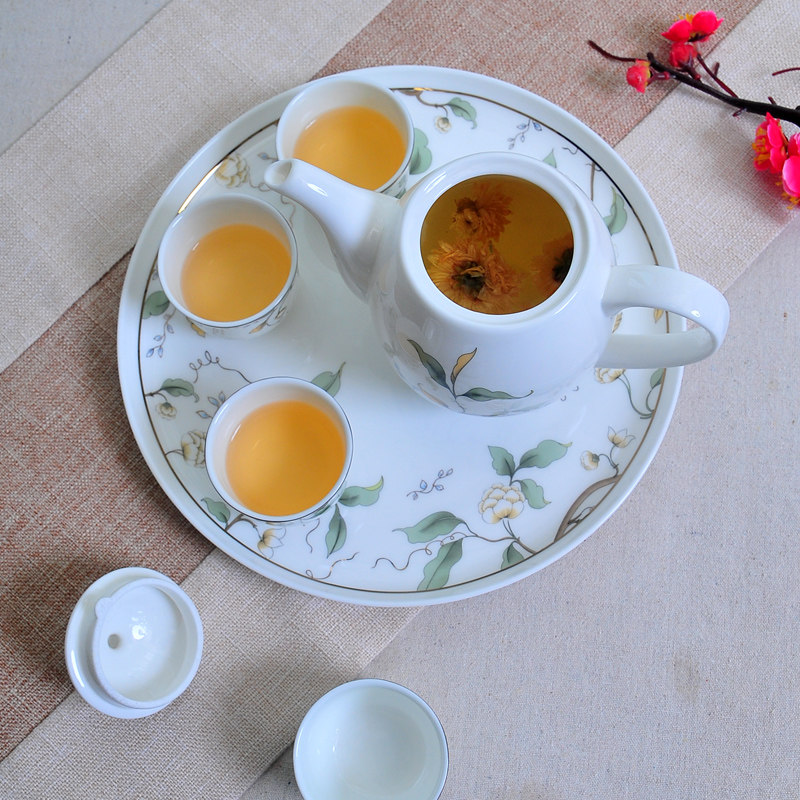 中式田园风整套水具陶瓷茶具水杯套装骨瓷茶壶水壶 家用香榭丽舍