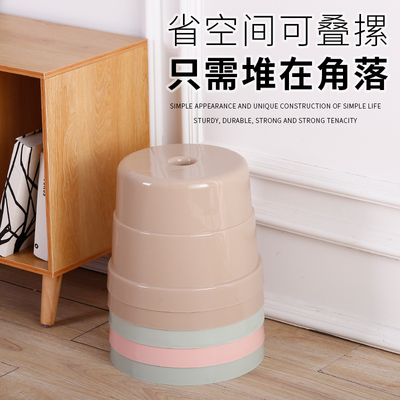 家用洗澡踩脚塑料矮凳脚踏胶凳圆筒防滑宝宝圆形蹬小登子