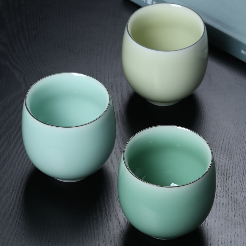 青瓷大号茶杯陶瓷水杯手捧杯家用日式个人马克杯办公室泡茶杯绿茶