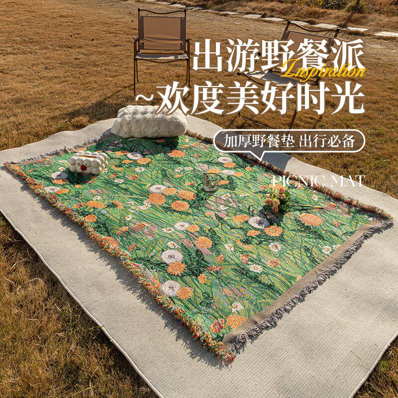 户外露营桌布野餐垫春游地毯摆摊布置台布折叠蛋卷桌氛围感餐桌布