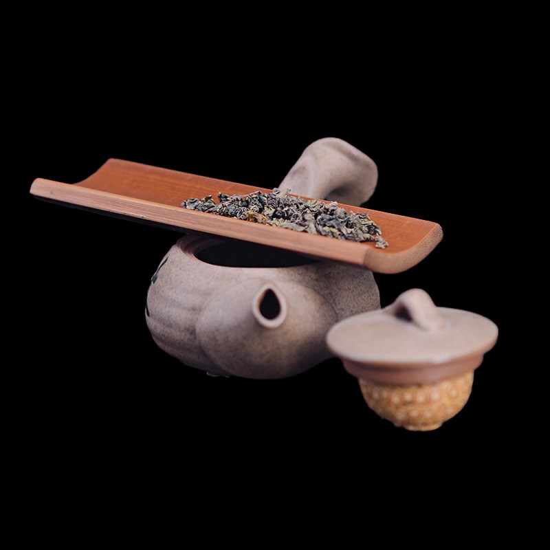 竹雕浙派大师张念超纯手工雕茶圣茶则老煤竹茶具用品茶道收藏摆件