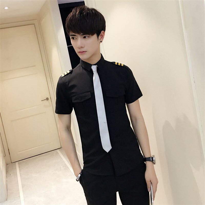 男女士少爷酒吧美发师发型师理发店KTV服务员工作服短袖衬衫衬衣