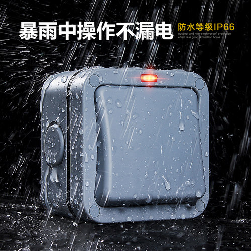户外防水开关按钮室外工业电源防雨单开双开双控面板墙壁明装密闭