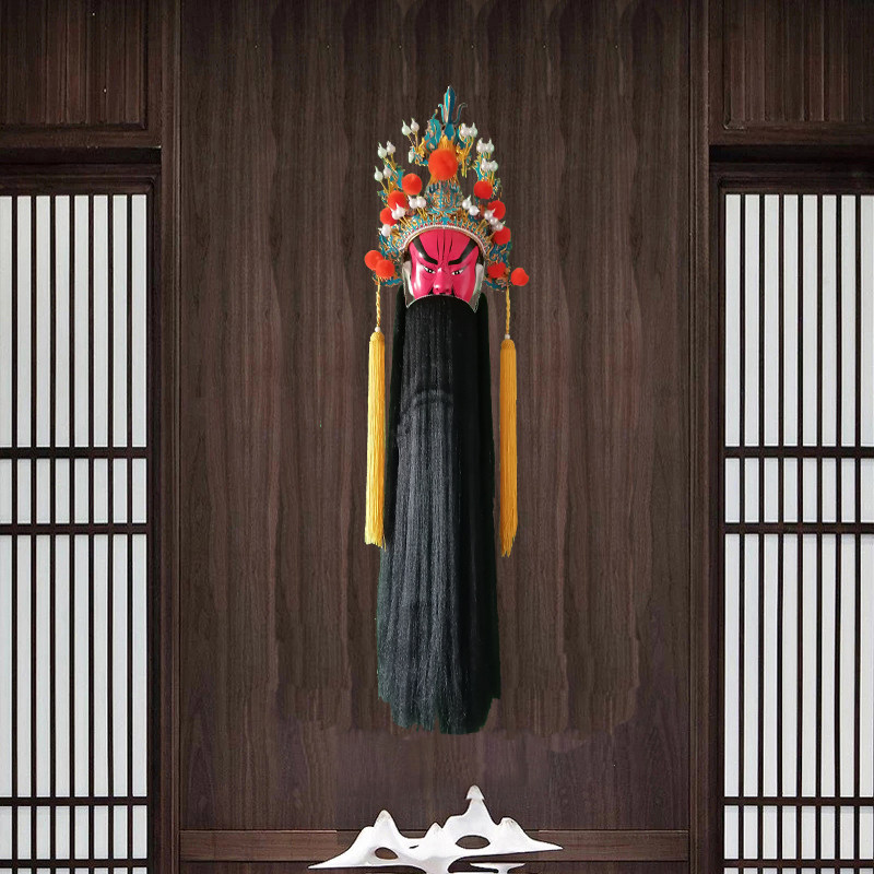 五虎上将新款北京黄色装饰酒店餐厅幼儿园校园脸谱大挂件川剧面具