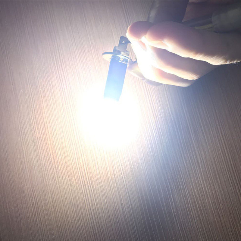 高亮汽车雾灯防雾灯H1H3大灯泡改装爆闪LED前雾灯灯泡透镜聚光白
