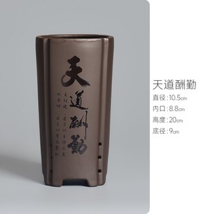 紫砂兰花盆高款中式四方盆文字雕刻兰W花专用盆陶瓷