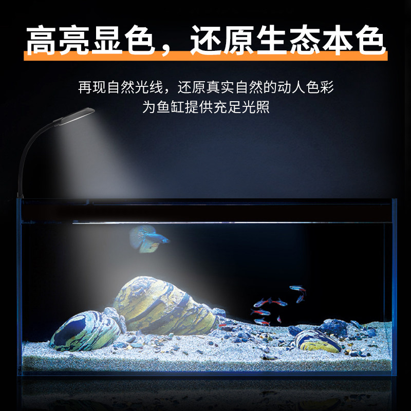 迷你小鱼缸灯led灯防水溅超亮全光谱小型usb水草灯观赏照明灯夹灯图片