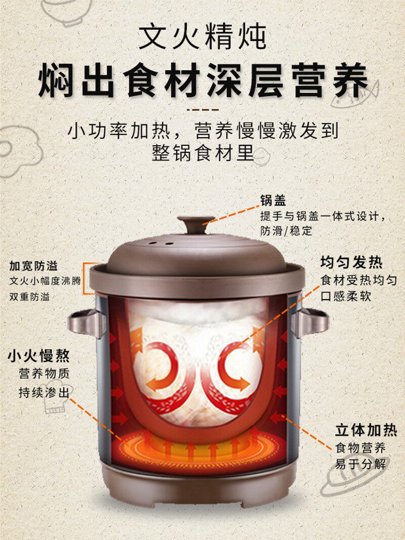 三源紫砂锅电炖炖锅10升大容量商用煮粥锅陶瓷电砂锅煲汤家用炖盅
