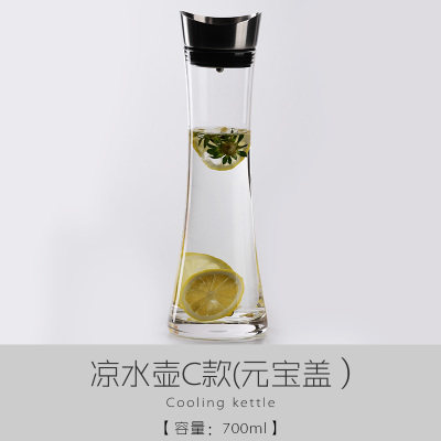 透明水晶玻璃凉水壶家用耐高温防爆果汁壶带盖冷水壶大容量水杯!