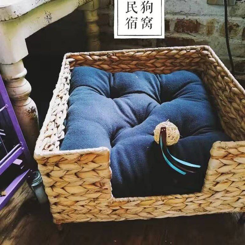 猫窝大号香蕉叶藤编猫床猫咪沙发宠物窝垫子夏季猫爬架四季可拆洗