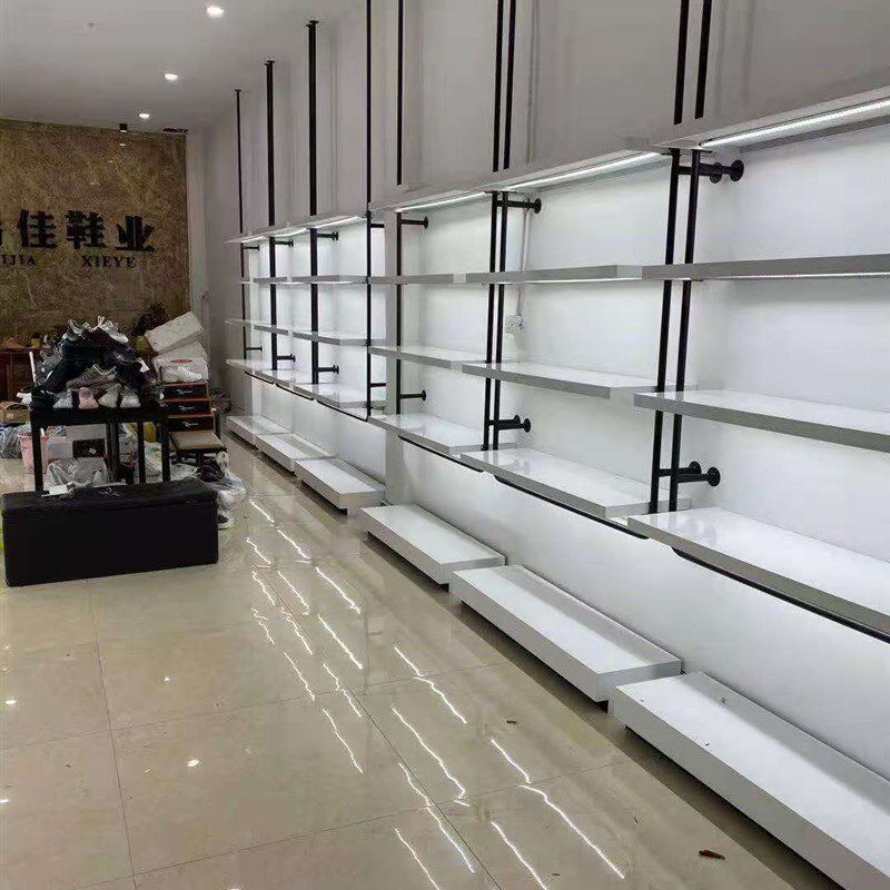 商场店铺用鞋店鞋架展示架烤漆板上墙鞋货架女男童鞋架包包展示柜