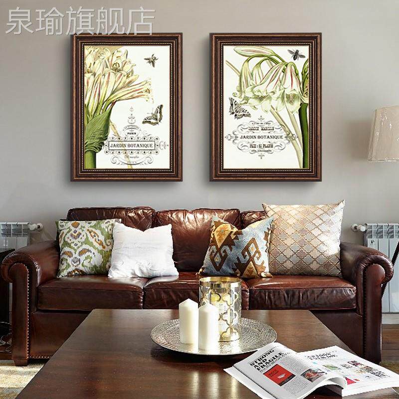 网红美式客厅装饰画乡村关田园风格挂画复古联画植物餐厅壁画玄墙