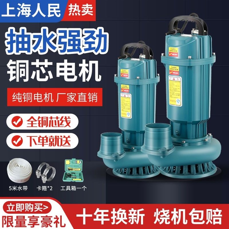 德国进口上海人民3寸4寸潜水泵清水泵220V农用灌溉家用大流量高扬