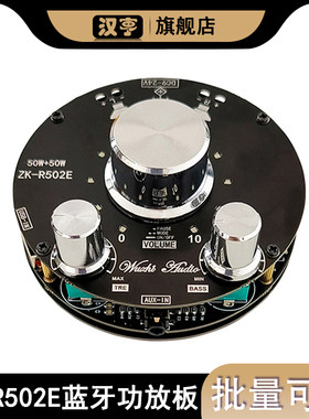 ZK-R502E炫酷音量指示蓝牙音频功放板模块高低音调节50WX2