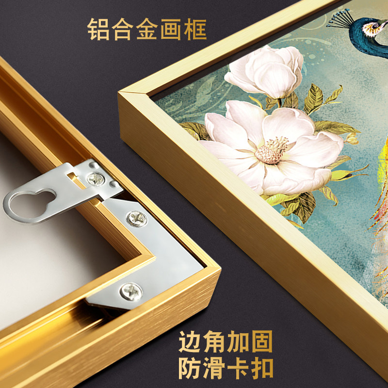 欧式客厅装饰画美式乡村沙发背景墙壁画招财大气孔雀画三联画挂画