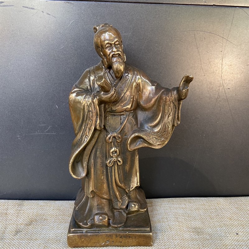 仿古五大圣人文人铜像摆件铜孔子孟子老子庄子墨子人物像书房桌面