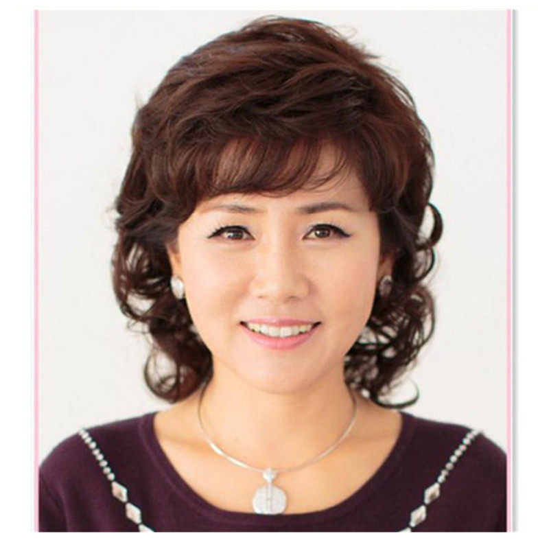 假发女士头套短发短卷发全真发中长卷发中老年妈妈真发假发女逼真