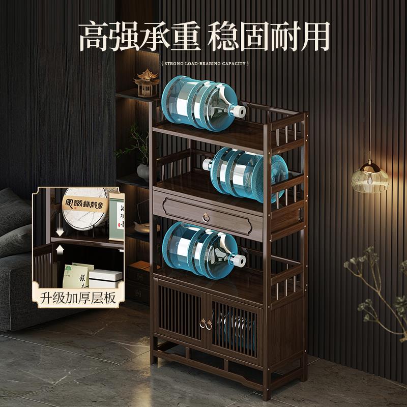 茶柜置物架新中式博古架茶叶茶边茶水柜客厅置物柜竹子储物边柜子