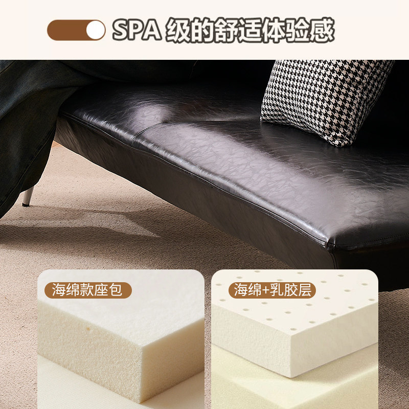 沙发小户型客厅油蜡皮沙发复古黑色卧室公寓接待服装店双人小沙发
