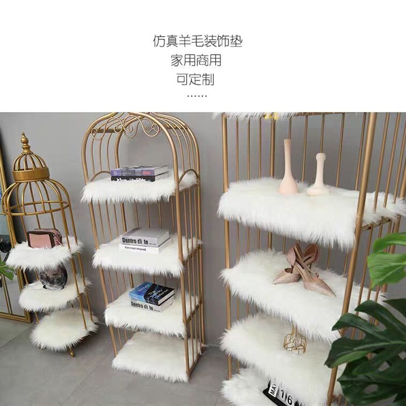 美式铁艺创意客厅置物架实木书架书柜金色装饰架鸟笼层架展示架