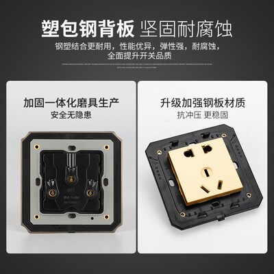 阿尔诺复古欧式欧洲金开关插座面板暗装一开双控五孔别墅家用家装