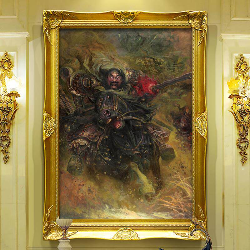 嘉橙戎锦客厅玄关装饰画背景墙壁画挂画中国古典油画包邮三国张飞
