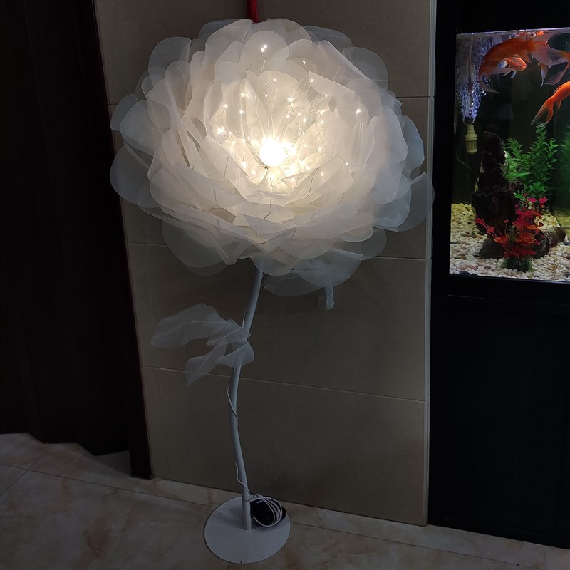 芍药花十二花神客厅落地小夜灯纱花手工材料包家居装饰美陈婚房灯