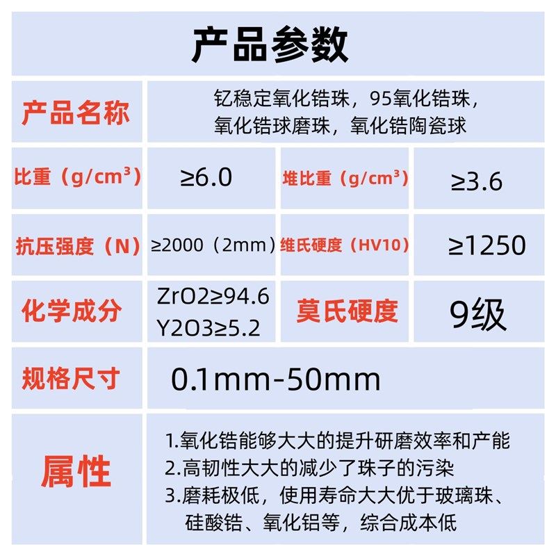氧化锆珠钇稳定锆球95锆陶瓷球陶瓷组织超细分散研磨珠子微珠包邮
