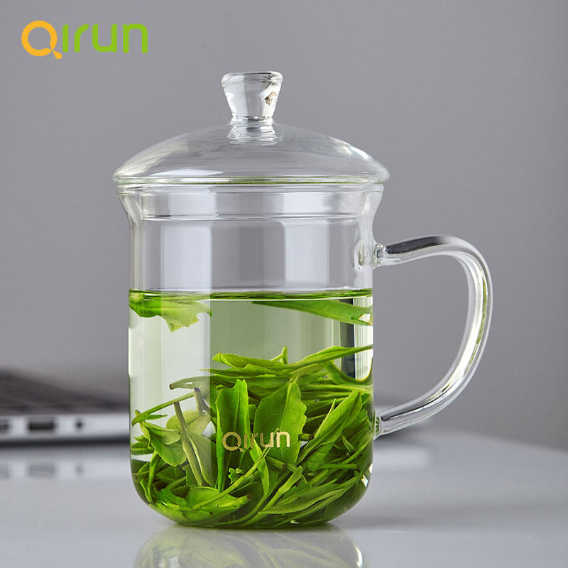 玻璃杯茶水分离茶道杯个人专用办公带把带盖会议花茶绿茶泡茶杯子
