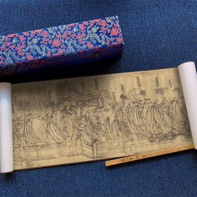北宋 武宗元 朝元仙仗图人物工笔画古代字画高清微喷复制横幅卷轴图片
