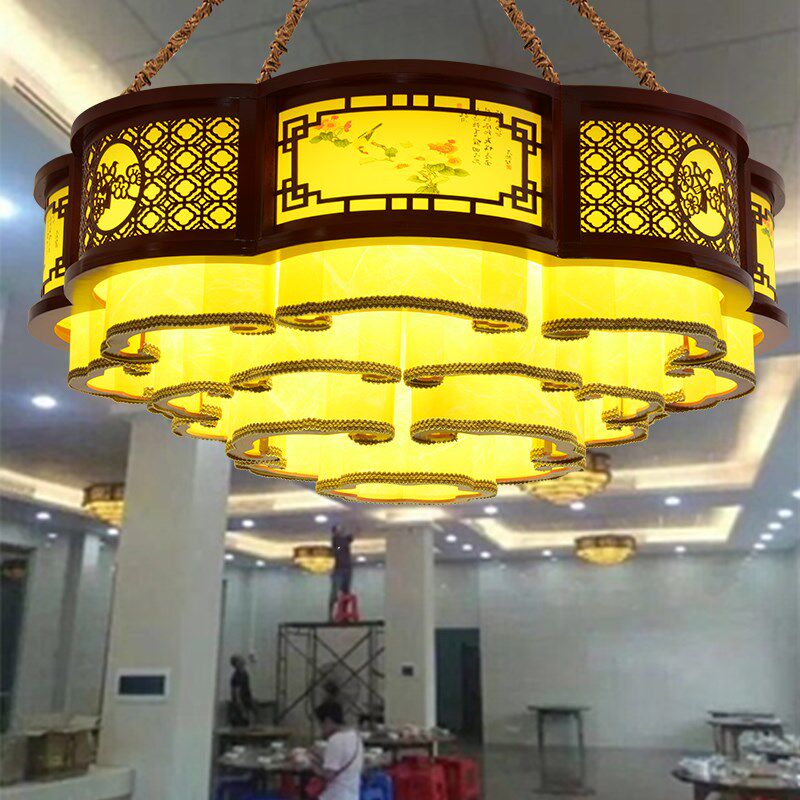 中式实木复古大吊灯仿古饭店酒店大堂茶楼餐饮古典风大厅工程大灯
