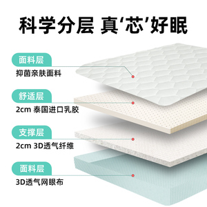 【达人推荐】金橡树乳胶牀垫3d纤维垫两面睡感 5cm厚度