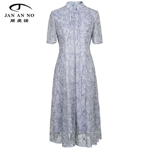 JAN AN NO 简爱诺蕾丝连衣裙气质设计感新中式旗袍夏 J2310175LQ