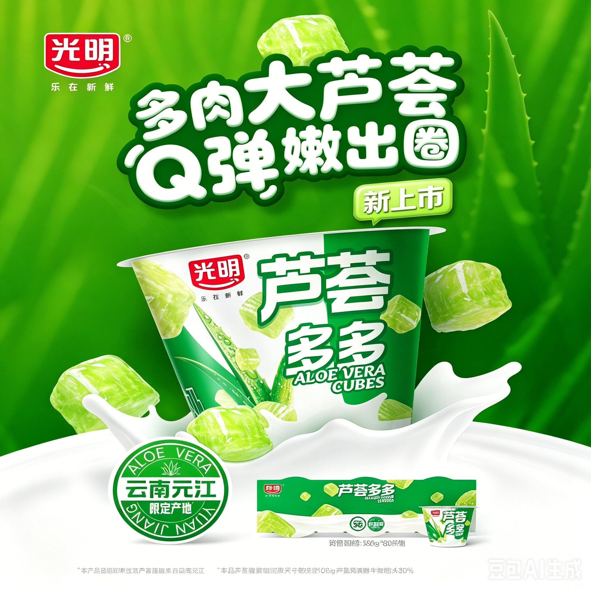 【顺丰】光明芦荟多多135g*9杯装低温营养酸奶冷藏风味生牛乳奶昔