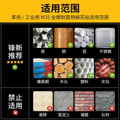 含钴不锈钢专用钻头高速钢打孔金属麻花钻9.1/9.2/9.3/9.4/9.5MM