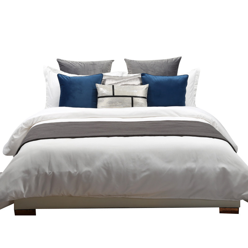 样板房家具卖场展厅软装蓝色系样板房床品套件新房主人房11件套