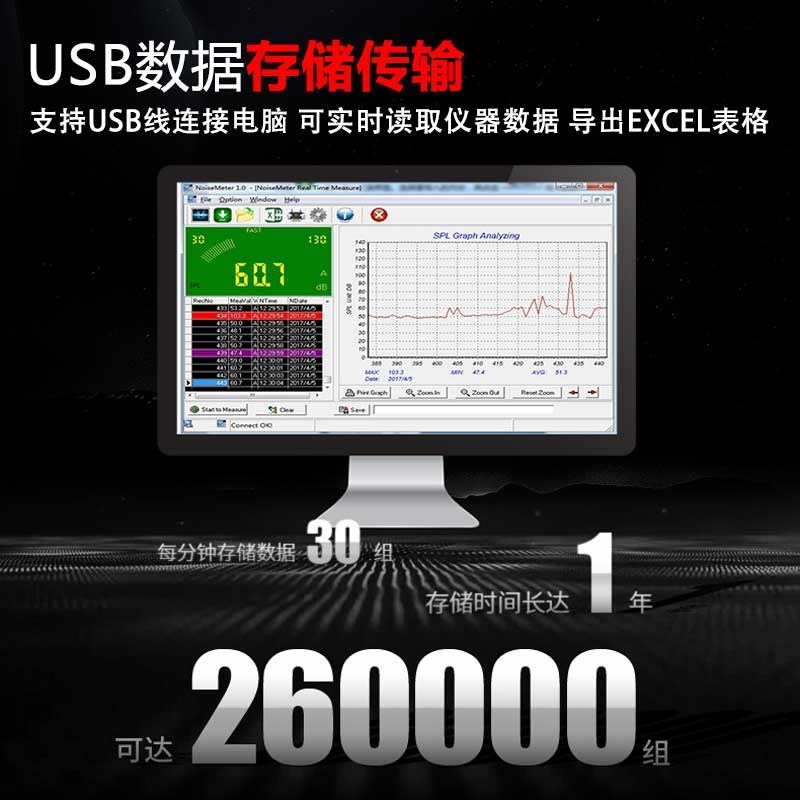 深达威噪音测试仪分贝仪高精度室内专业声级噪音计噪声检测仪家用