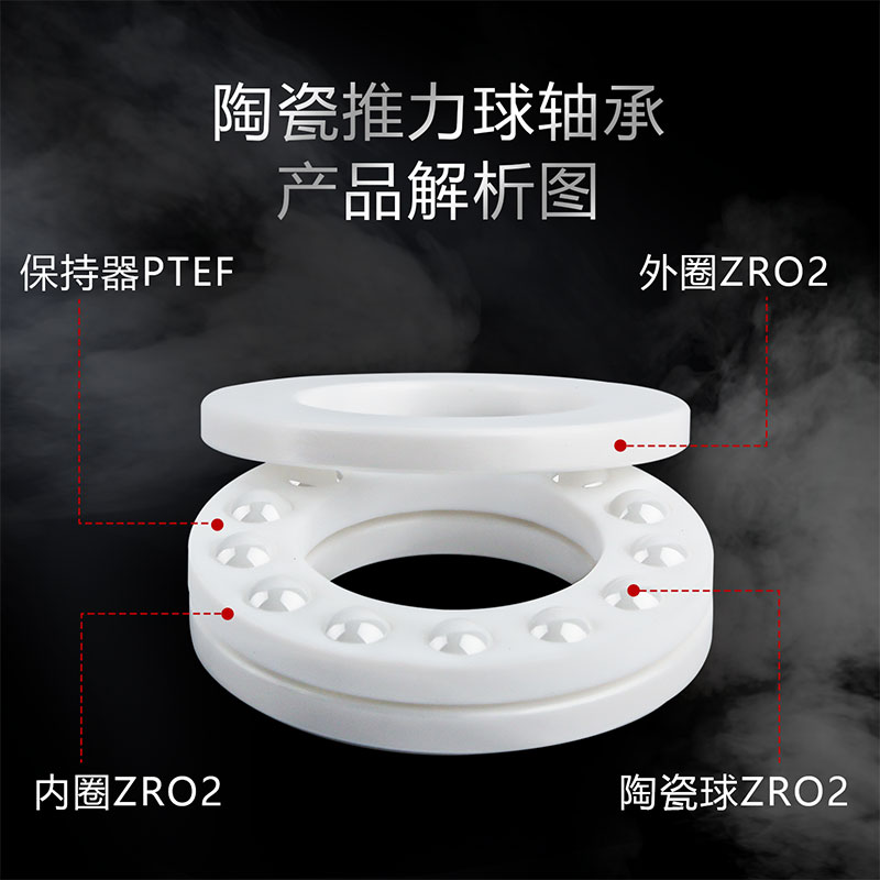 全陶瓷平面推力球轴承压力轴承 51107 51108 51109氧化锆轴承大全