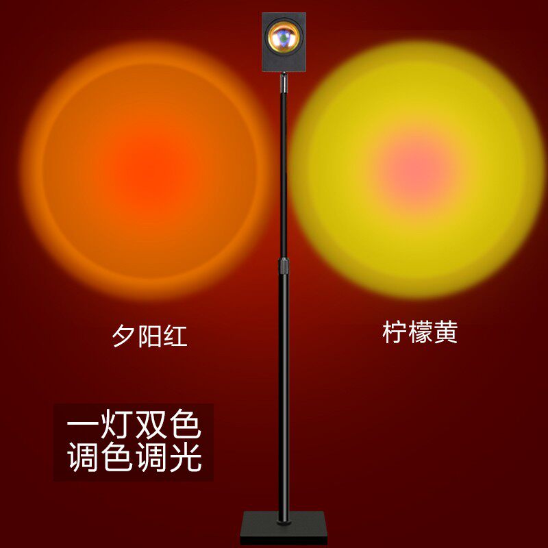 伸缩落日灯网红拍照日落灯夕阳灯客厅卧室艺术一灯双色日不落地灯