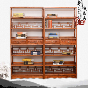 新中式多宝阁书架实木书橱陈列架茶叶架展示架储物货架展柜博古架