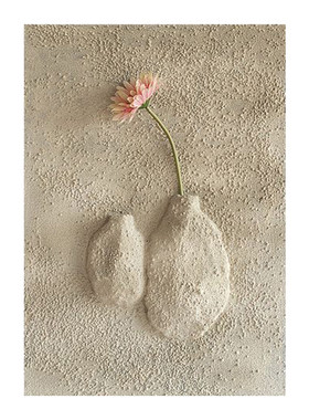 侘寂风立体浮雕客厅装饰画高级感高档砂岩花瓶壁画入户玄关挂画