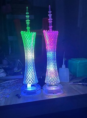 创意礼品盒大号广州塔七号电池款七彩灯光广州塔小蛮腰摆件纪念品