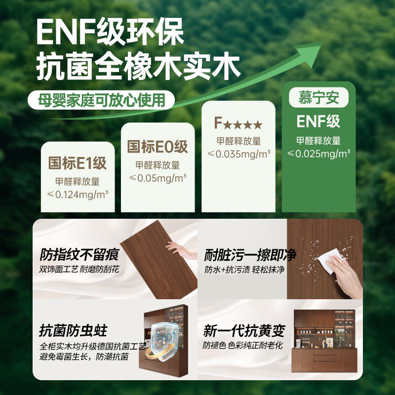 全实木定制餐边柜橡木客厅家用胡桃木玻璃碗柜橱柜靠墙一体高柜子