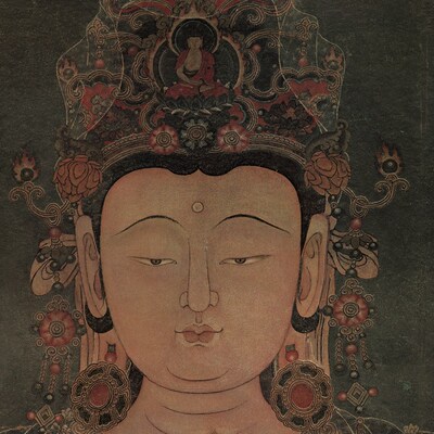佛像菩萨法海寺壁画 水月观音坐像 复古书画人物国画仿古复制装饰
