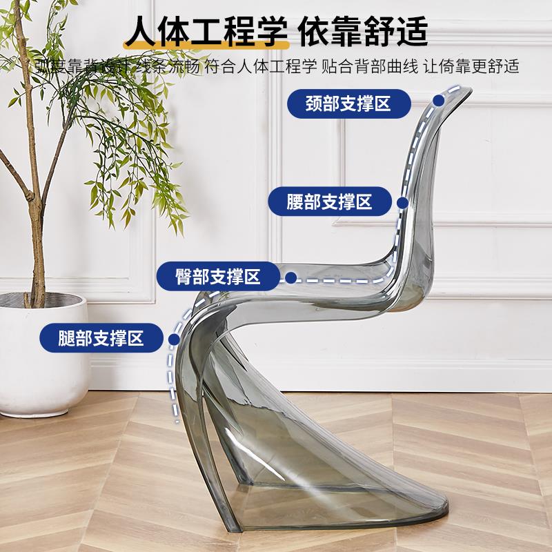 亚克力椅子北欧家用透明塑料靠背椅简约设计师潘东椅创意休闲餐椅
