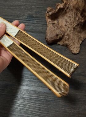 收藏品文玩折扇9 5寸16方三十年拆房老料玉竹三合青扇骨工艺扇子
